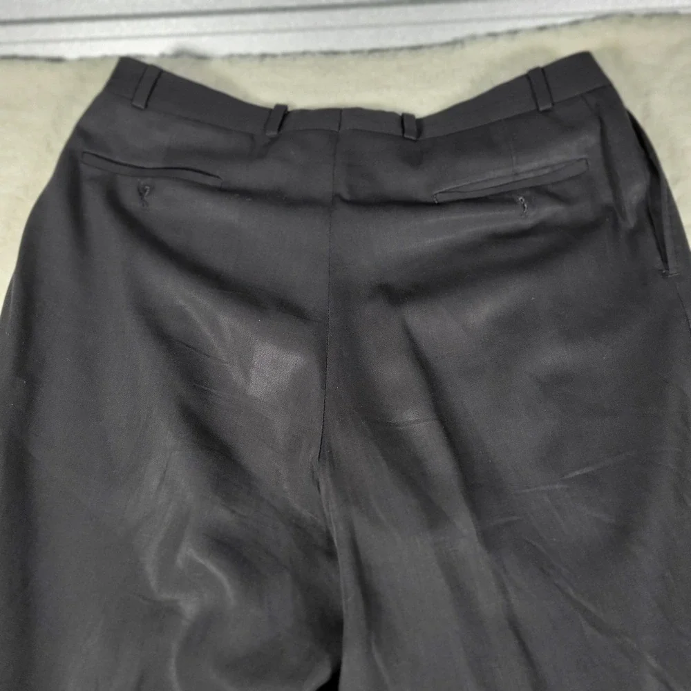 Ralph Lauren Dress Pants Mens Size 36x31 Black Pleated Straight Leg Trousers